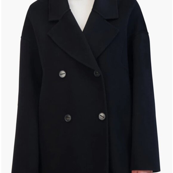 NWT REBECCA MINKOFF Black Double-Breasted Peacoat - M - Picture 1 of 8